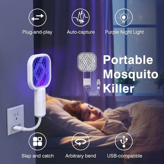 Mini USB Rechargeable Mosquito Racket with UV Light – Portable Bug Zapper